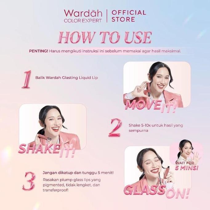 Ulipstik- Wardah Glasting Liquid Lip Hi Pigmented Glass Color Transferproof Lip Cream Lipstick Cair 