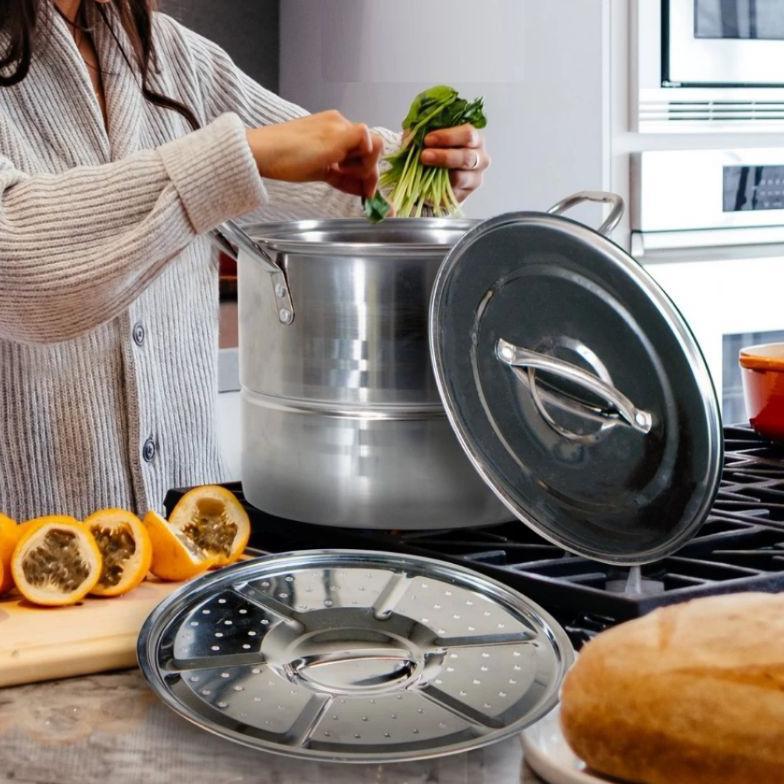 DISKON PANCI STAINLESS STEEL TEBAL STOCKPOT DANDANG STEAMER KUKUSAN PANCI STAINLESS STEEL KUKUS SERB