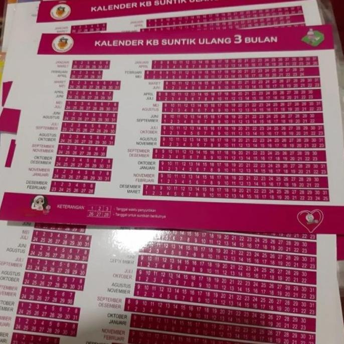 Ready Kalender KB Suntik 3 Bulan Bidan