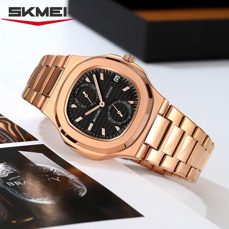 LIMITED SKMEI 2423 Jam Tangan Pria Analog Chronograph Tali Stainless Steel MGOS
