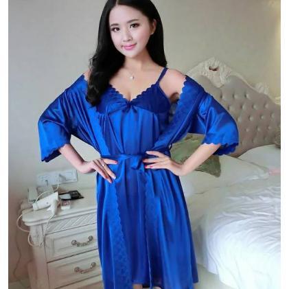 EXCLUSIVE LARIS -  KIMONO SET TRICOT JUMBO WANITA XXL / SET 2IN1 KIMONO LINGERIE IMPORT BAHAN SATIN 