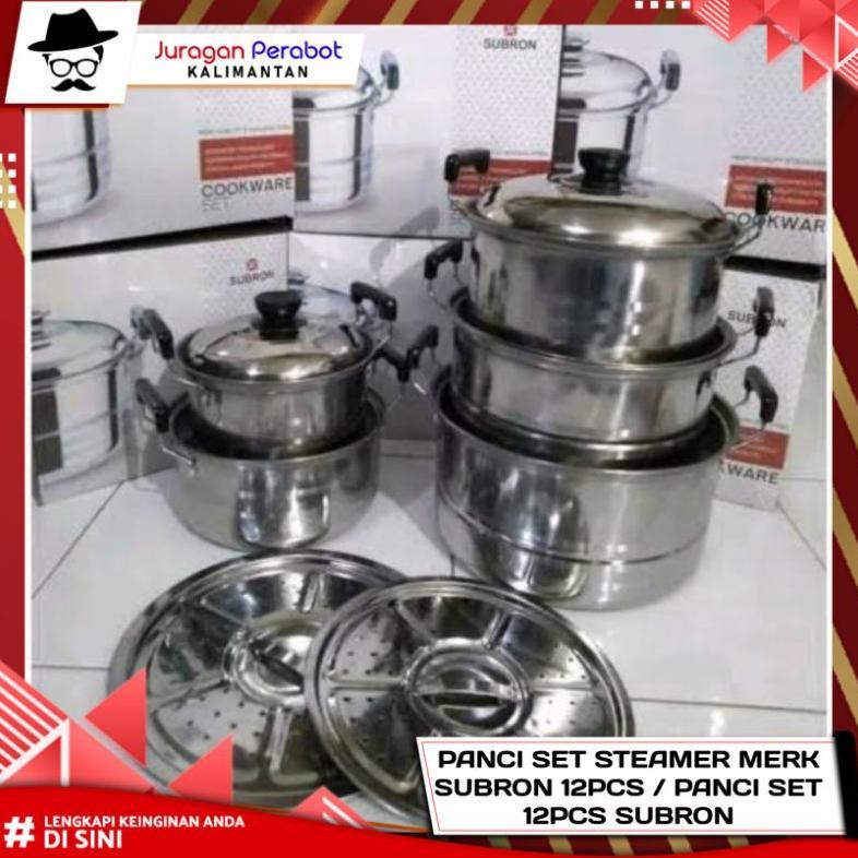 BEST SELLER PANCI SET 12PCS + STEAMER SUBRON / PANCI STEAMER SET COOKWARE MERK SUBRON & 555 ISI 12PC