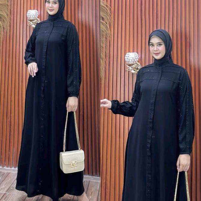 Abaya Hitam Bahan Jetblack Model Simpel Elegan By Dika Fashion Shop Gamis Muslim Mewah Wanita Tangan