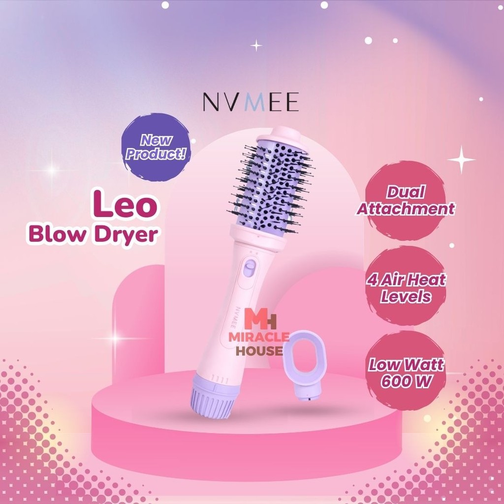 NVMEE LEO Blow Dryer 2in1 Low Watt Natural Blow With Volume Sisir Pengering - nyaman dipakai lama