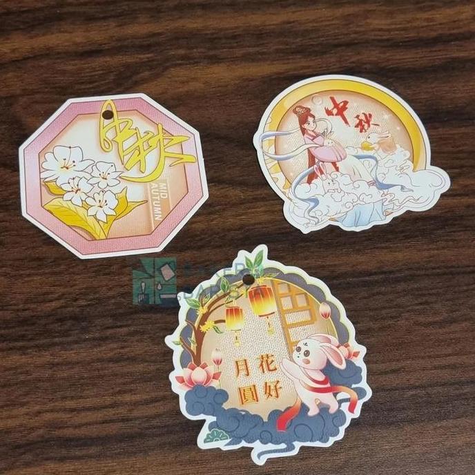 :::::::] hang tag mooncake round 10pcs hangtag gantungan ucapan hiasan box kue