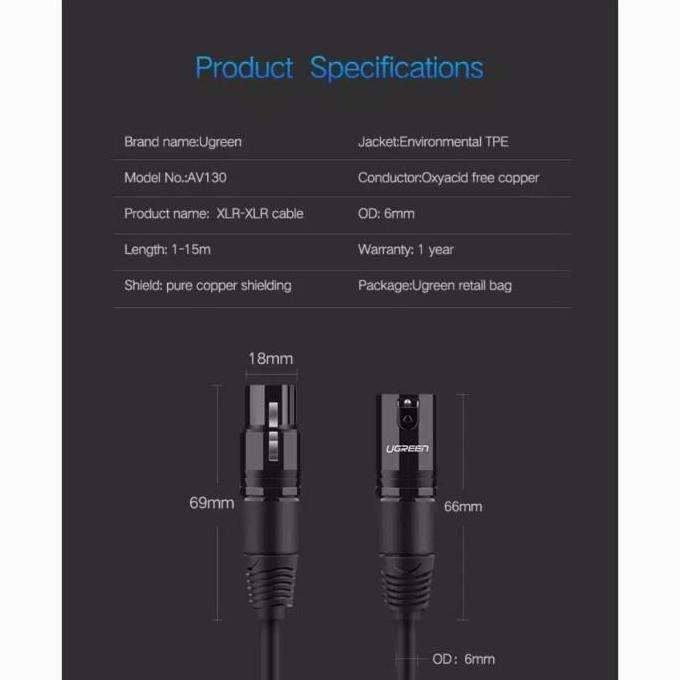 Awdx- Ugreen Kabel Xlr Extension Microphone - Ugreen Xlr To Mic Amplifier