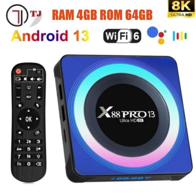 NEW - Tjbox Android Tv Box X88 Pro 13 4GB/64GB RK3528 Quad-Core Cortex-A53