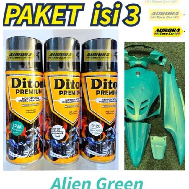 Promo Paket Diton Premium Alien Green isi 3 kaleng 400ml | Cat Hijau Tosca Efek Lembayung Emas | pil