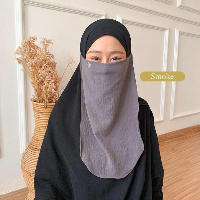 Maslaha Niqab I Cadar Tali Karet Daily Smoke I Niqab Crinkle Airflow Lembut Tebal Nyaman Pemula