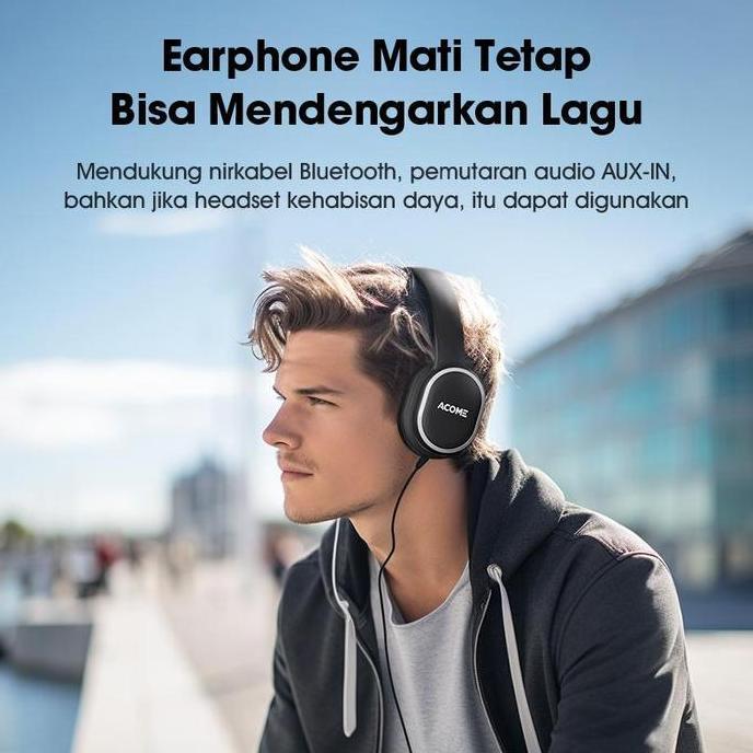 Awdx- [Top Seller] Acome Tune H2 Headphone Bluetooth 5.3 / Headset Earphone Wireless Dual Eq Mode Fo