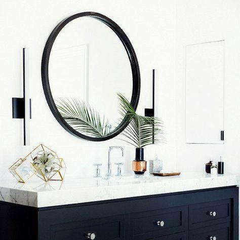 kaca cermin bulat 80cm | cermin bulat besar / kaca dinding bulat jati hitam