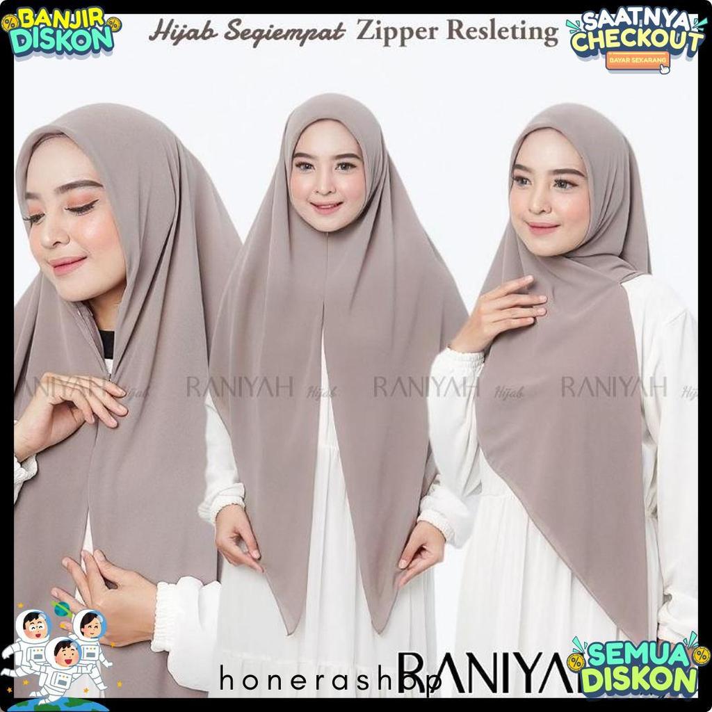 Hijab Segi Empat Zipper Resleting || Khimar Zipper Segi Empat Instan Ceruty Babydoll