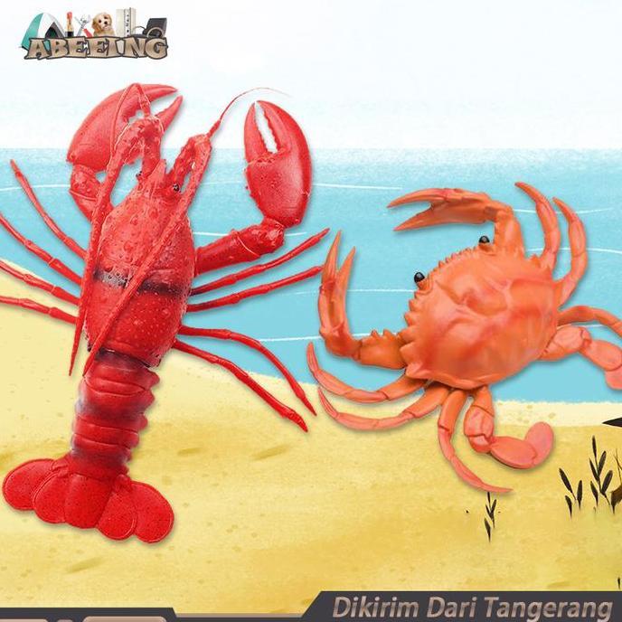 MALUKSHURE Mainan Kepiting Lobster Karet Miniatur Animal Figure Bersuara