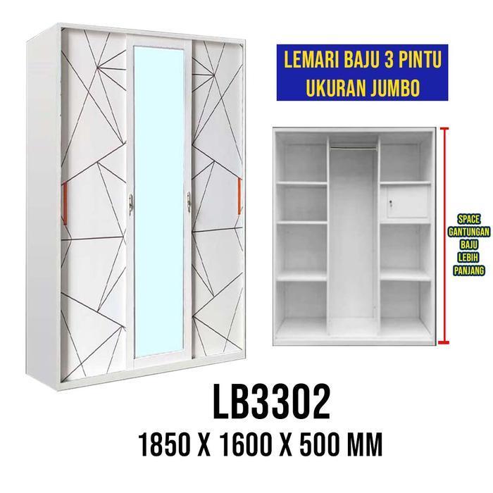 Lemari Baju Besi - Lemari Pakaian Besi Sliding / 2 Pintu / 3 Pintu [KHUSUS BANDUNG]