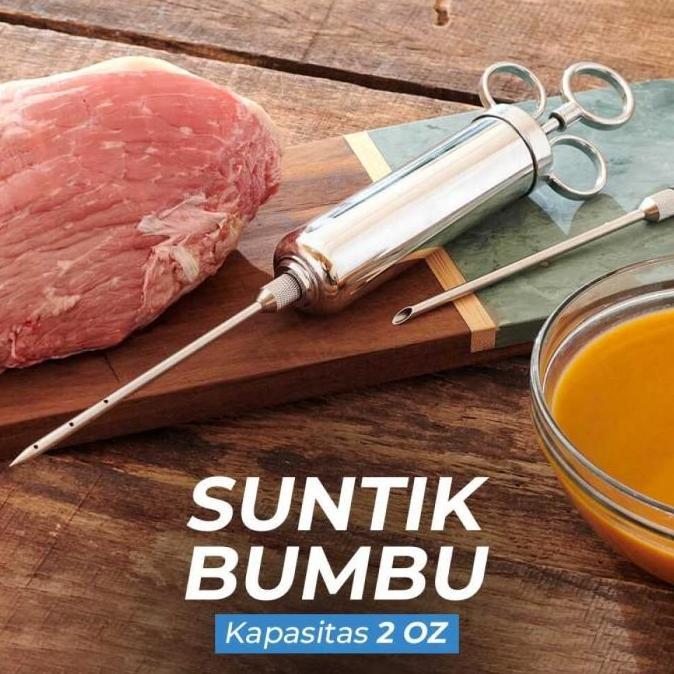 Suntik Injector Dapur Masak Bumbu Daging Kalkun Ayam Stainless Steel