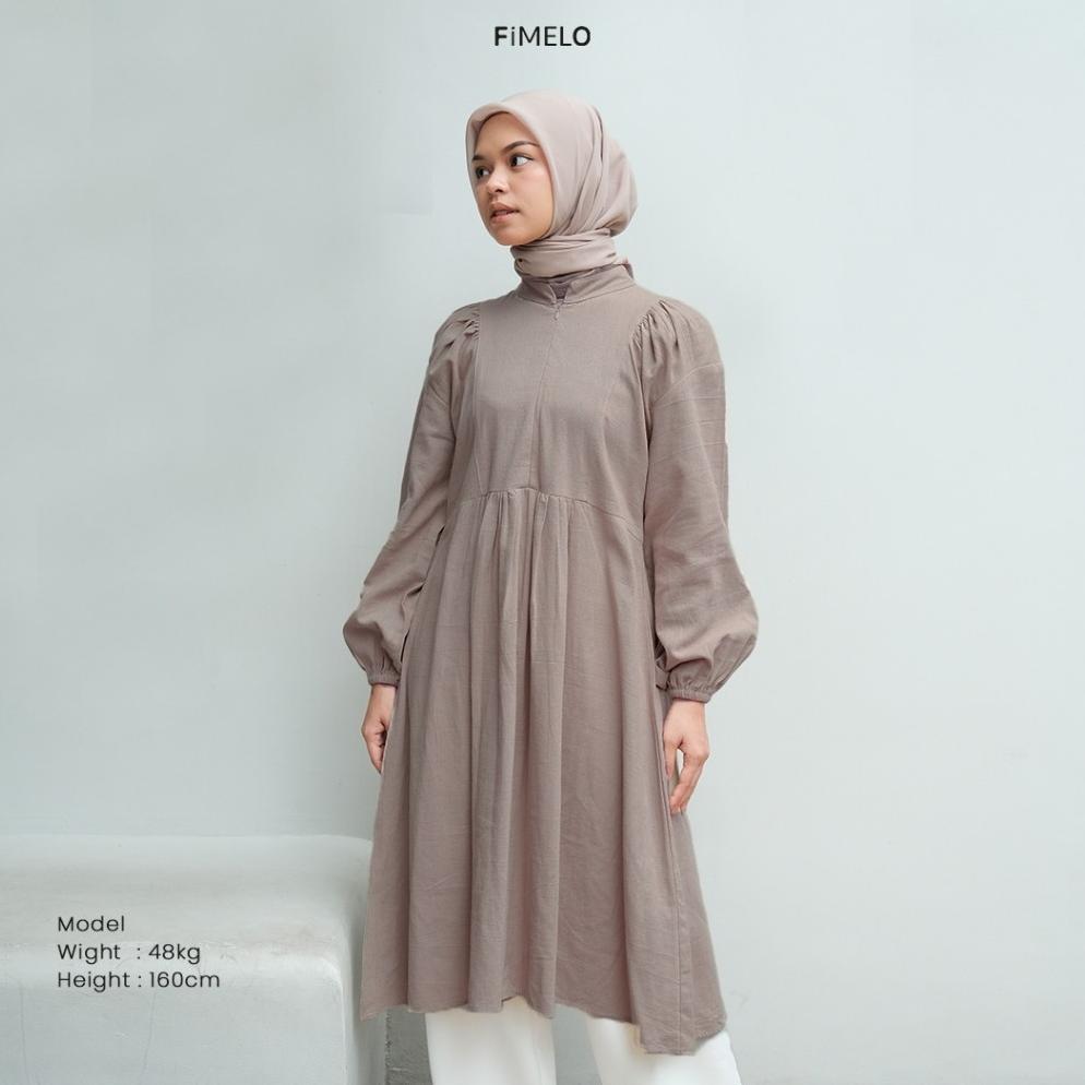DISKON Fimelo Risya Tunik (Tunik Wanita Polos Lengan Panjang)