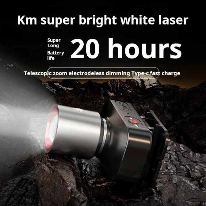 WESELTON Senter Kepala Super Terang Headlamp LED Lampu Kepala Zoom Rechargeable Type-C Cahaya Putih 