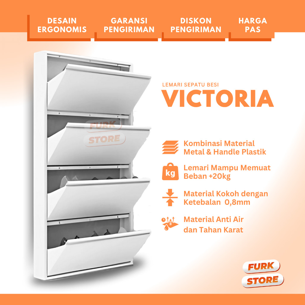 Rak Sepatu Besi Tipe VICTORIA - Lemari Sepatu Besi | Rak Sepatu Besi Tertutup | Lemari Sepatu Minima