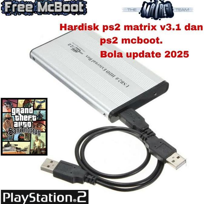 Hardisk 160gb + mc boot ps2 full game bola terbaru storage