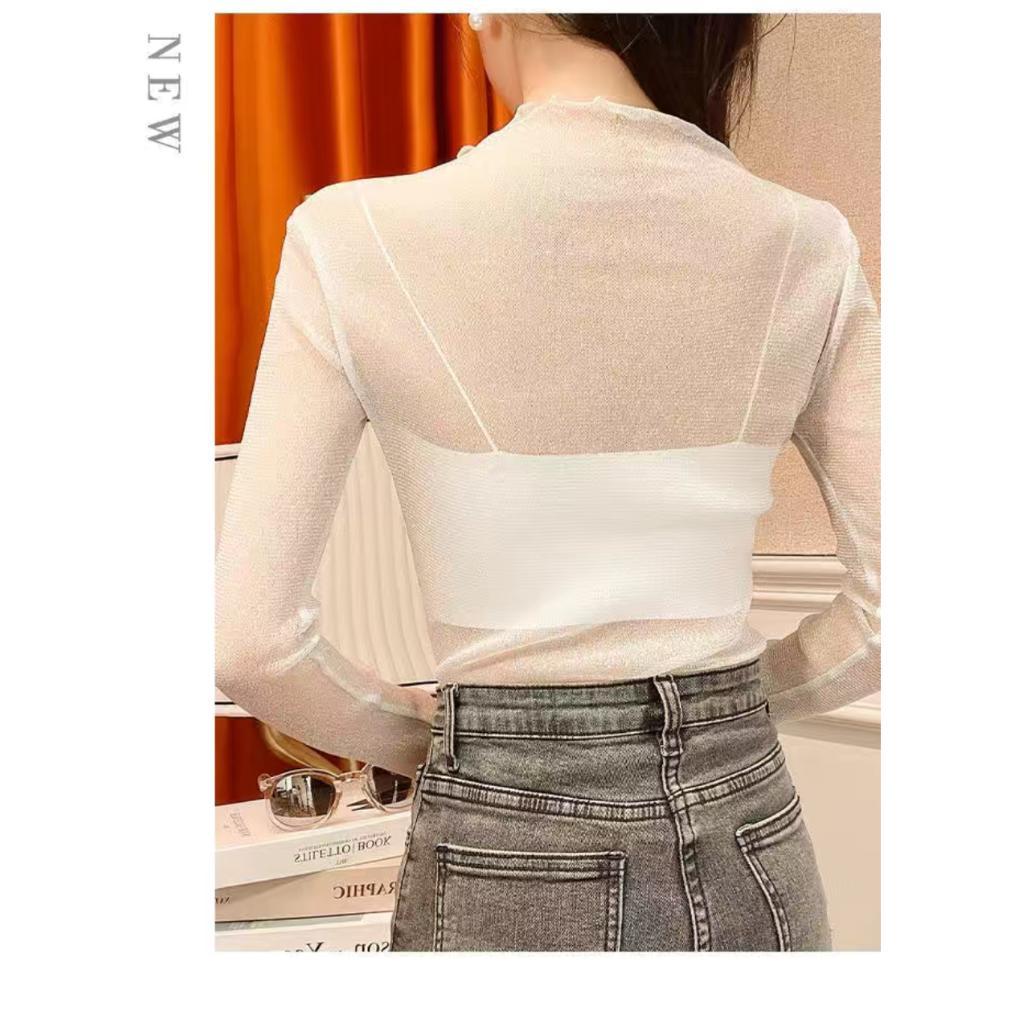 PENAWARAN SPESIAL Atasan Mesh Bling Iner Outer Transparan Long Sleeve
