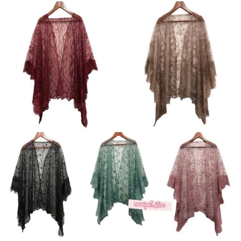 HIGH DEMAND CAPE BRUKAT RENDA CARDIGAN GAUN PESTA BRUKAT TILE GLITER ACARA RESMI BAJU PESTA BAJU KON