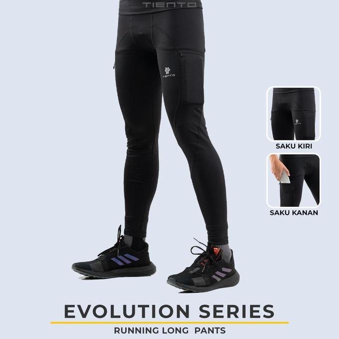 Tiento Baselayer Leging Celana Panjang Ketat Olahraga Pria Legging Sport Long Pants Exo Series Bola
