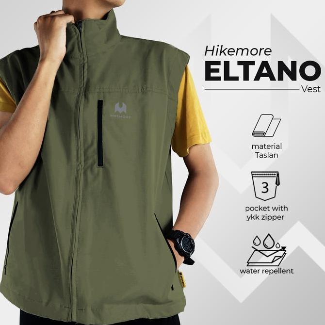 BEBAS ONGKIR - Hikemore Eltano Vest Pria Rompi Motor Tebal Touring Original Vest Outdoor Logo Casual