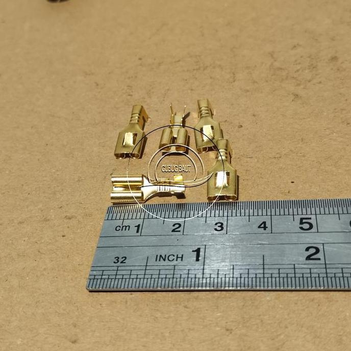 Sekun Skun Terminal Klakson Cewe Gepeng Lebar 7Mm Skun Kelakson Female Aki Cewek Tembaga Kuningan