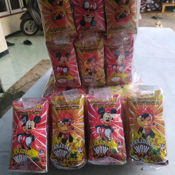 Makaroni @100 pcs - Snack makaroni rasa Original dan Pedas Daun Jeruk - Kemasan Karakter Food Makana