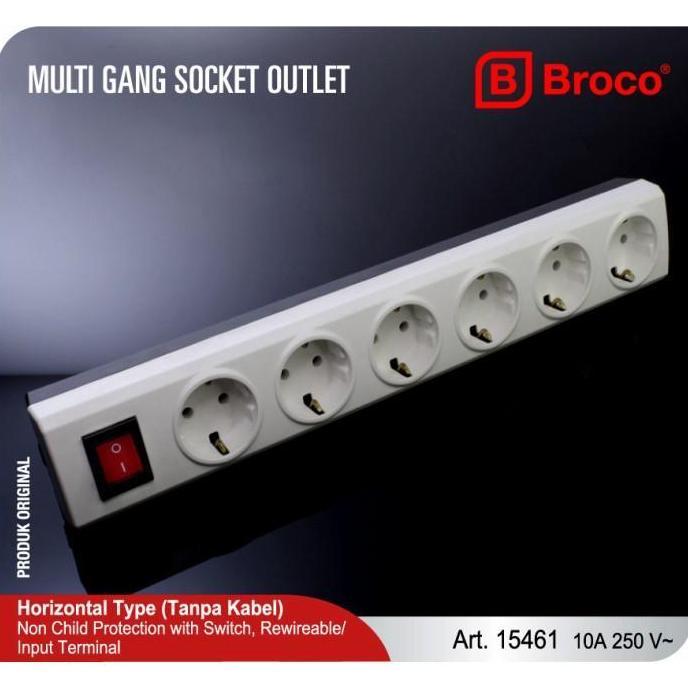 Trikup- Broco Stop Kontak 6 Lubang Non Cp 15461 + Switch Lamp