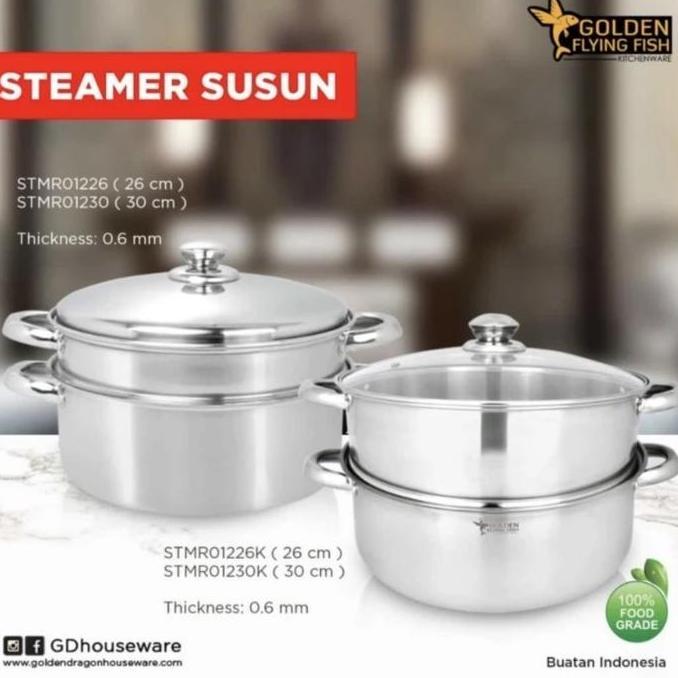 Steamer Stainless Golden Flying Fish Susun 2  - 26 CM
