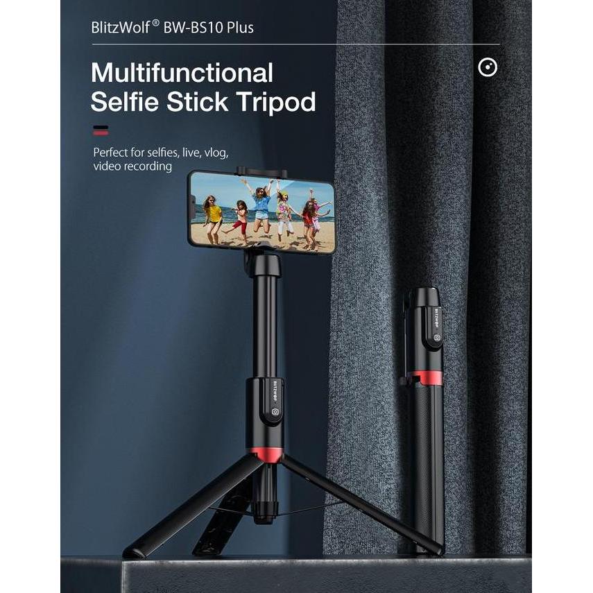 Blitzwolf BW BS10 Plus Long Selfie Stick Tripod Tongsis Remote 130cm