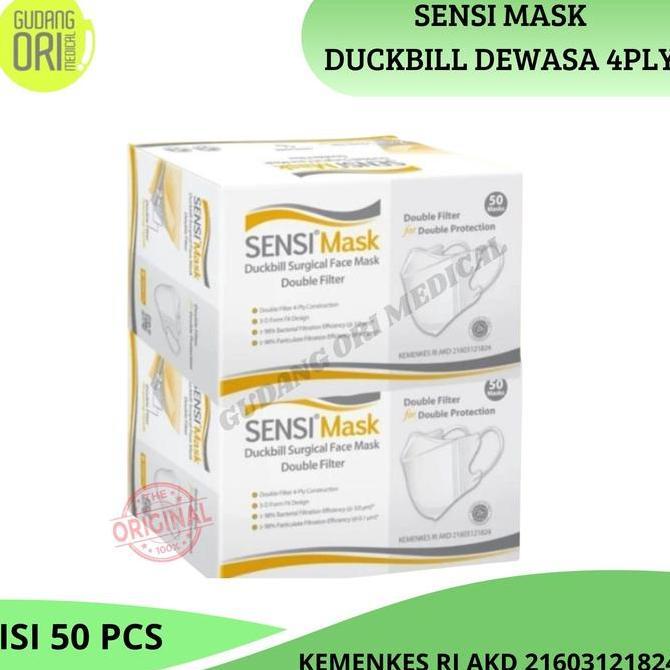 TERBARU - Masker Sensi Duckbill Face Mask 50 pcs / Sensi Duckbill 4ply