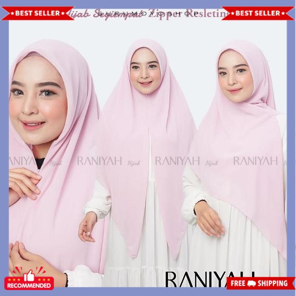Hijab Segi Empat Zipper Resleting || Khimar Zipper Segi Empat Instan Ceruty Babydoll