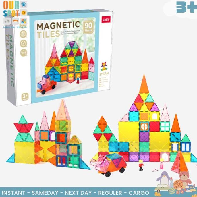 Magnetic tiles 90 pcs - KEBO - Mainan Edukasi - STEAM toys