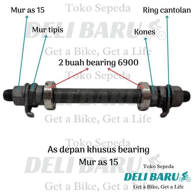Promo As Khusus Bearing Hub Terombol Pelek Depan Bering 6900 Mur As 15 Sepeda Anak Bmx Lipat Cod