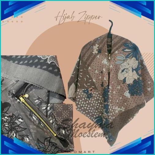 Segiempat Motif Instan Resleting Dagu / Hijab Zipper Motif Segiempat Instan