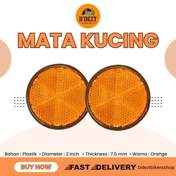 Mata Kucing Bulat Orange Lampu Reflektor Sepeda Motor Mobil