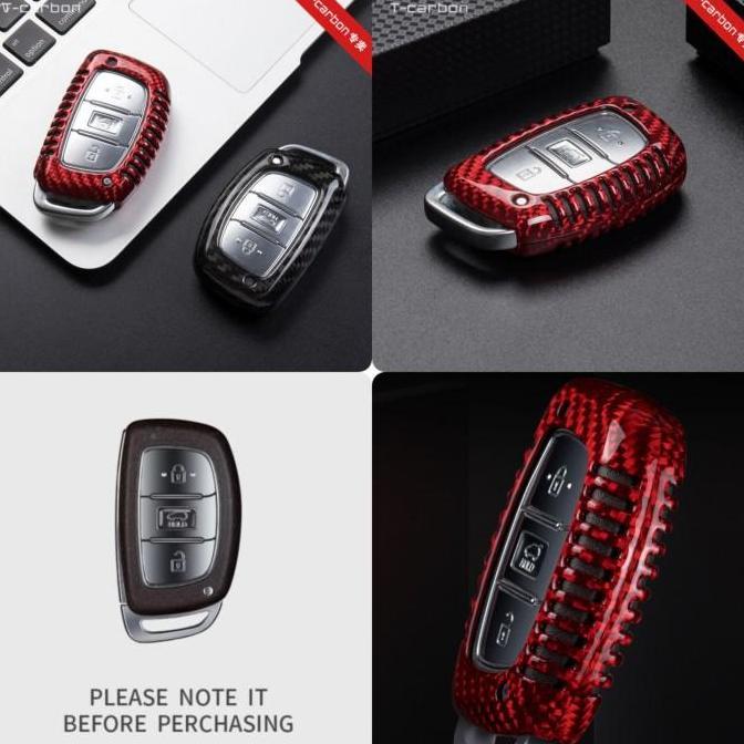 T-Carbon Key Case Sarung Cover Kunci Hyundai Creta , Hyundai Stargazer