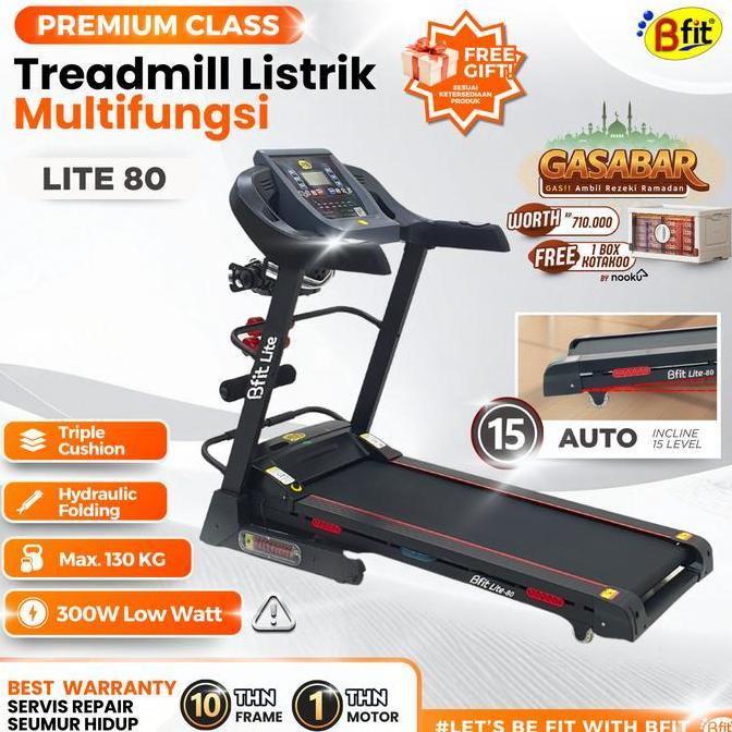 Promo Treadmill Elektrik BFIT LITE-80 Essential Multifungsi Alat Fitness Treadmill Listrik Auto Incl