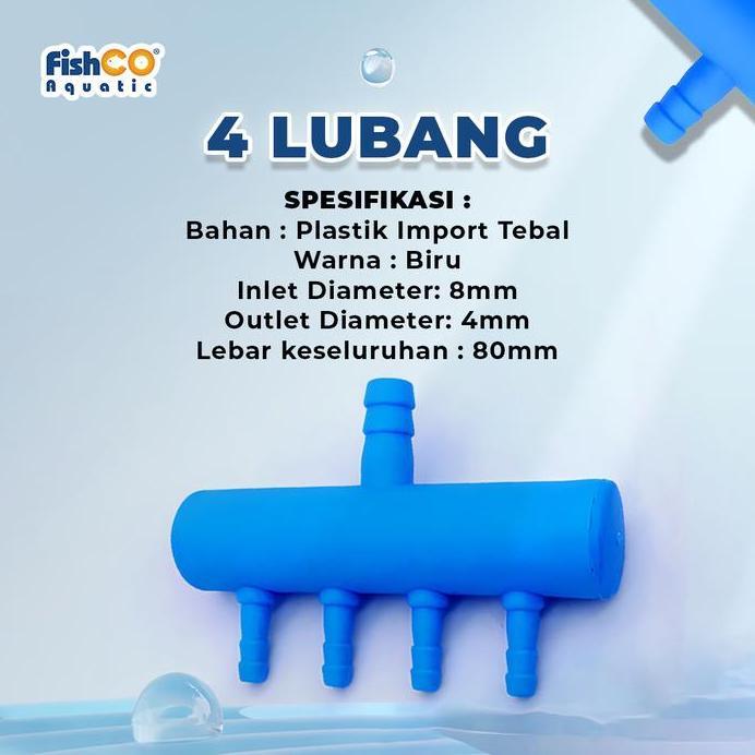 Ready Fishco Air Flow Splitter Cabang Pembagi Selang Aerator 4 Lubang