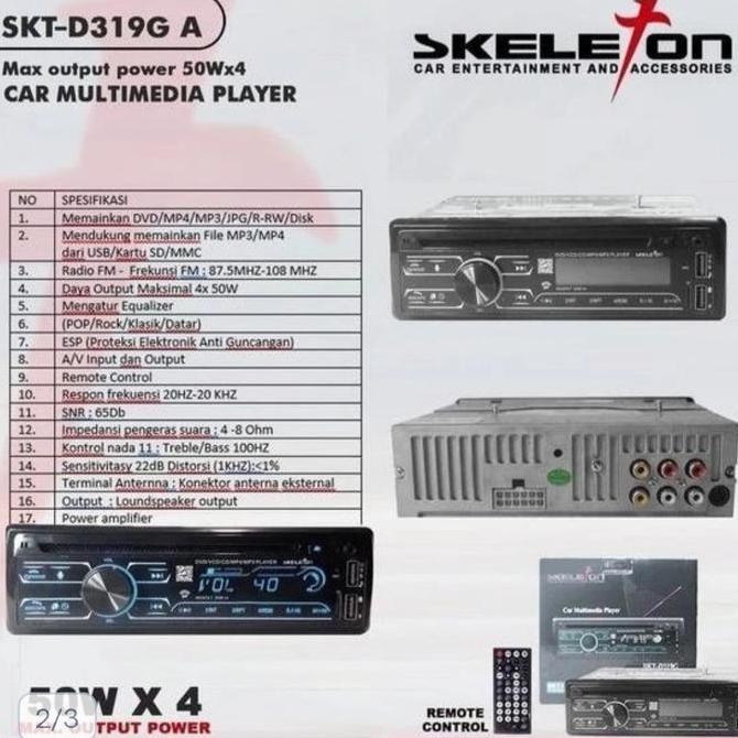TAPE SINGLE DVD SKELETON SKT-D319G BLUETOOTH & USB + AUX