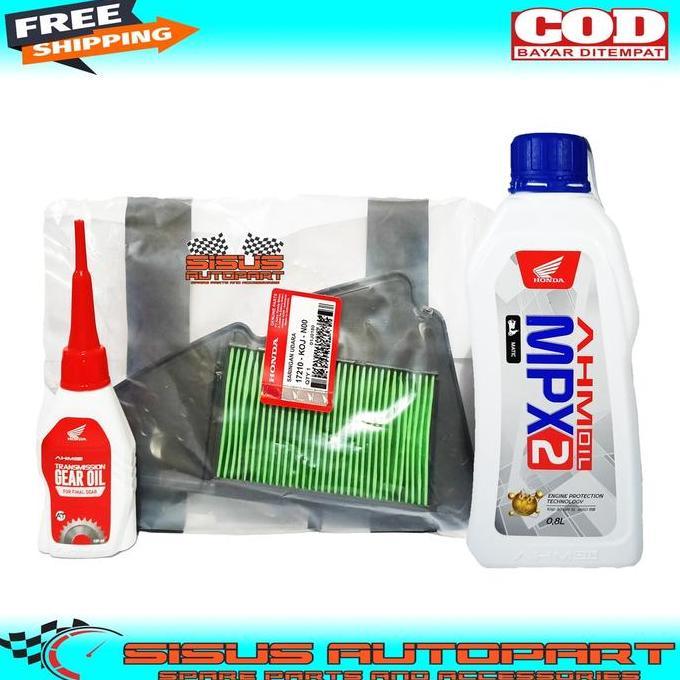 PAKET FILTER UDARA GENIO DAN OLI MPX 2 PLUS OLI GARDAN AHM / FILTER UDARA GENIO PLUS OLI MPX2 OLI GA