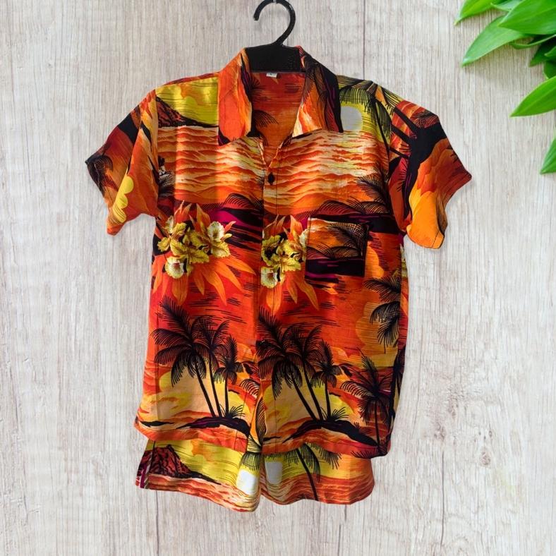 Promo SETELAN KEMEJA ANAK MOTIF PANTAI HAWAI BALI | SETELAN HEM ANAK  | HEM PANTAI ANAK