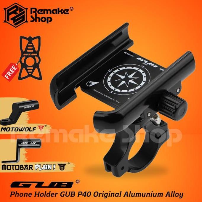 HARGA DISC - GUB P40 Phone Holder HP Motor Gps Full Besi Alumunium Alloy Dudukan Ponsel Tatakan Hand