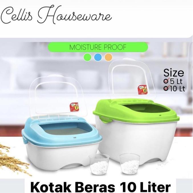 KUSUMORO Fortuna Kotak Beras 10 liter + Gelas Takar (kapasitas Max 12 liter)