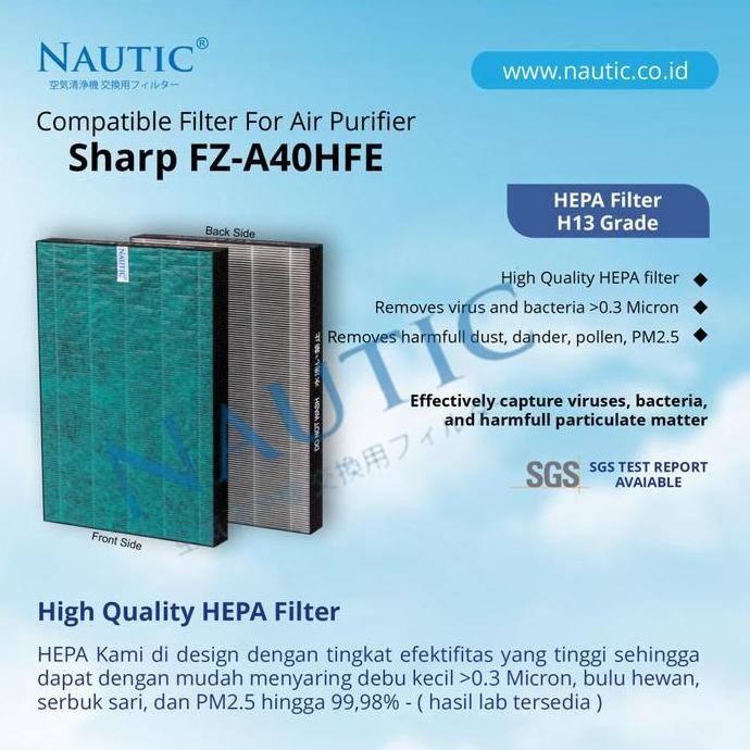 Hepa Filter Sharp Kc-A40Y Kc-940E Kc-840E Kc-C70 Fz-A40Hfe Fz-A40Dfe