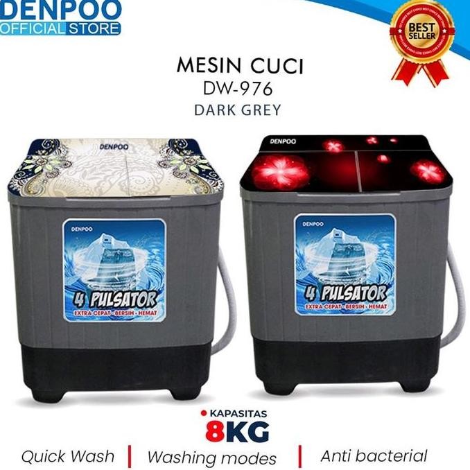 Promo DENPOO MESIN CUCI 2 TABUNG NEW SERIES ( TEMPERE GLASS ) COD
