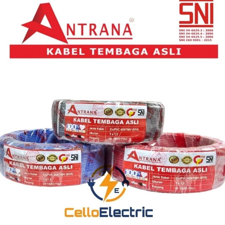 Kabel Antrana 1x1,5 NYA 50Y - Kabel Tunggal 1 x 1,5 Tembaga Kabel NYA