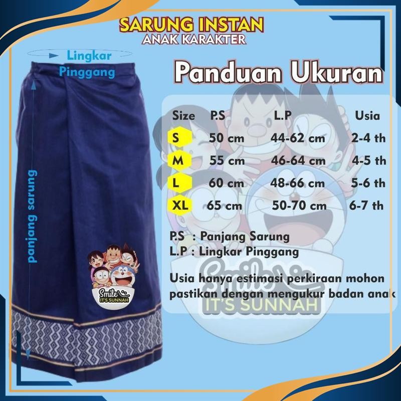 Cuci Gudang Sarung Instan Anak Laki Laki Karakter Font Smile Its Sunnah Untuk Umur 2 sampai 7 Tahun 